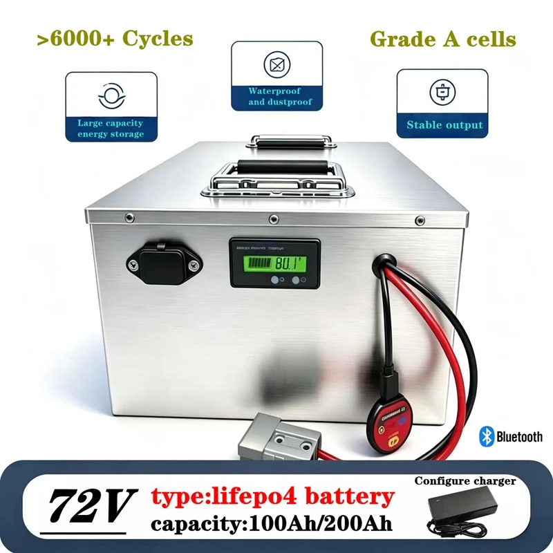 battery 24S 72V 100Ah 200Ah Lifepo4 lithium battery pack Deep cycle for 7000W inverter,Solar,RVs, boats, golf carts,