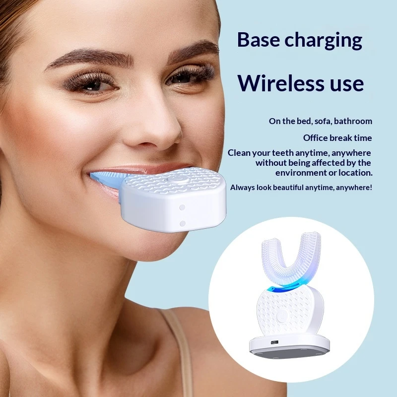 

U-образная электрическая зубная щетка Sonic — 360° ° Полная отбеливание рта, беспроводная зарядка, водонепроницаемая щетка, ультразвуковая электрическая зубная щетка