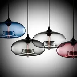 Nordic Modern Hanging Color Glass Lustre Pendant Lamp Industrial Decor Lights Fixtures Kitchen Room Restaurant Loft Light