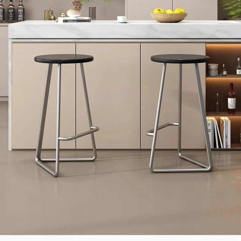 المنزل بار البراز مصمم عالية كرسي مكافحة الحديد مقهى البراز مع مقعد الخشب الصلب جزيرة المطبخ مقعد دائري 65 سنتيمتر الارتفاع #3