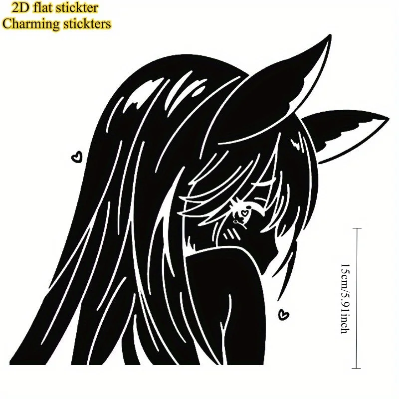 2D Flat Japanese Anime Beauty Vinyl Decals, Waterproof Stickers for Car Windows, Laptops & Auto Parts