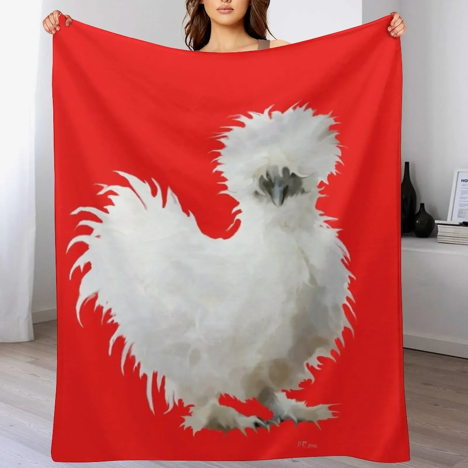 

Silly White Silkie Chicken Throw Blanket sofa bed Bed linens Beach Nap Blankets