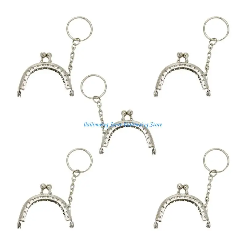 573B Metal Kiss Lock Purse Frame Set, 5 Pack 5 Clasp with Loop and Sewing Slots for DIY Coin Purse Crafting Set