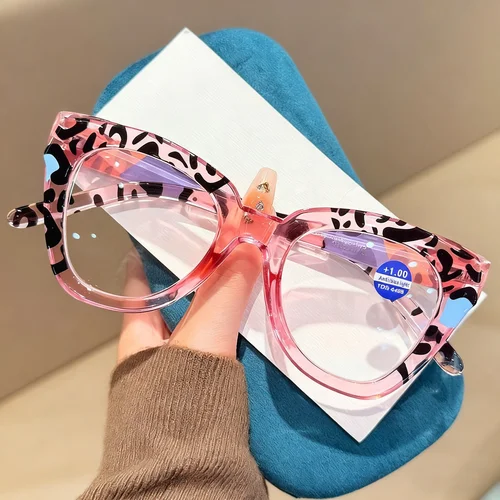 Imagen 2 del producto Gafas de lectura con montura con estampado de leopardo para mujer, anteojos para presbicia antiluz azul, Unisex, de gran tamaño, de alta calidad