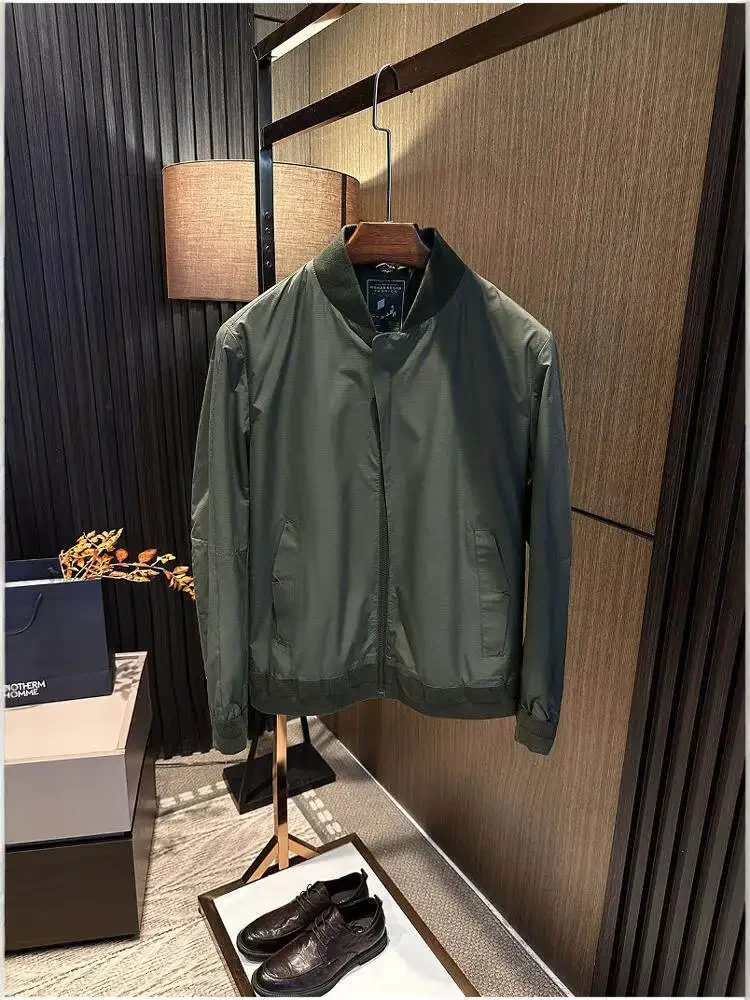 Capable temperament old money style! 25 autumn clothes new men's short solid color simple versatile baseball collar jacket