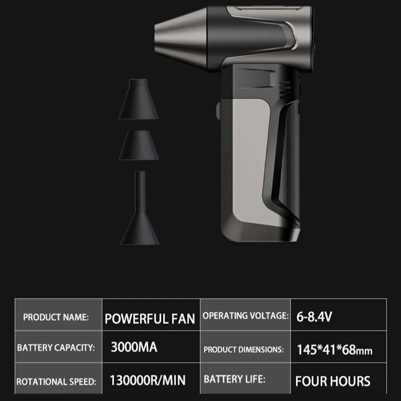 Abgr-mini turbo jet ventilador espanador de ar elétrico 130000 Ventilador de ar recarregável violento turbo de velocidade ajustável RPM