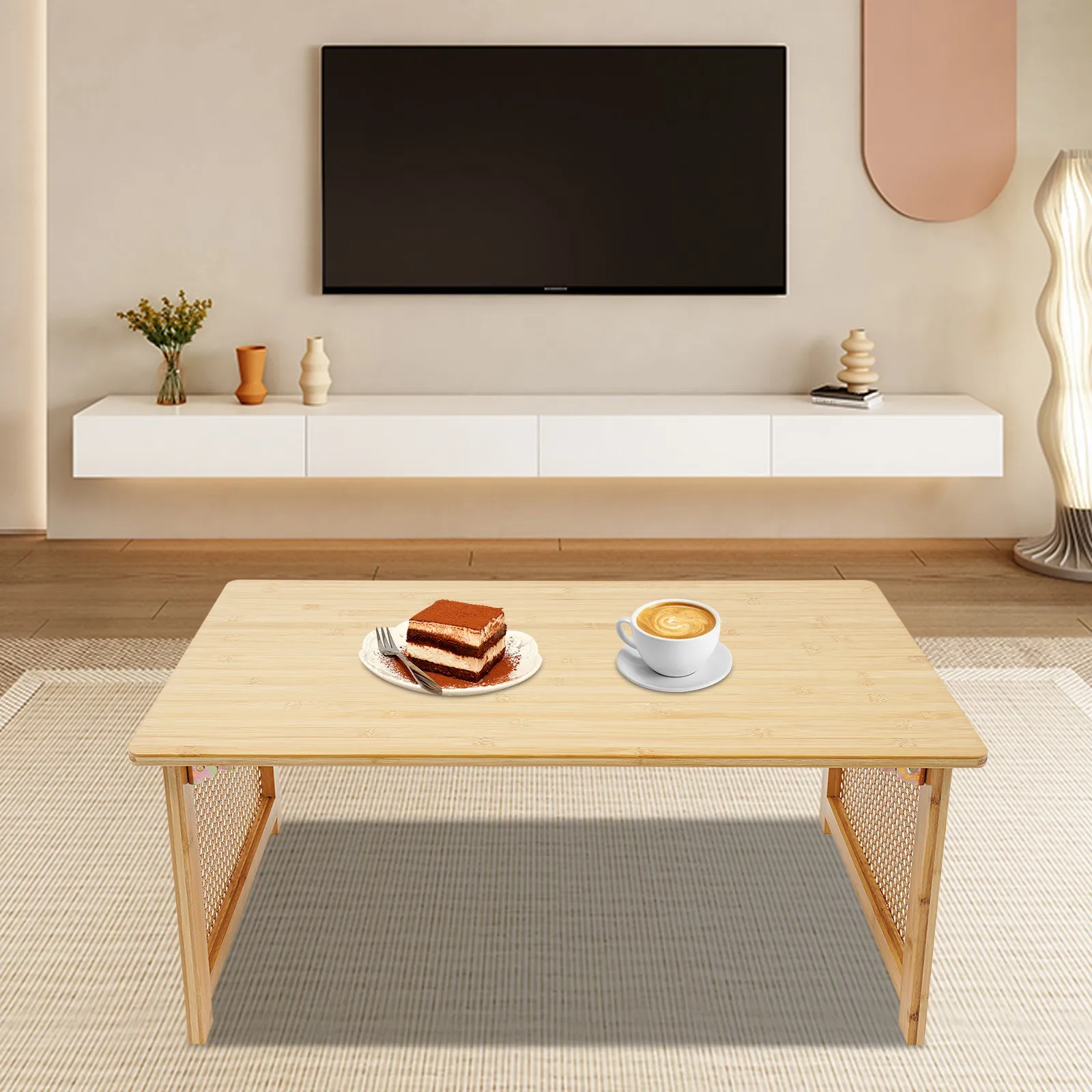 Столы для кафе, складной прямоугольный журнальный столик, имитация ротанга, бамбука, отдельно стоящий современный дизайн для патио, сада, жизни