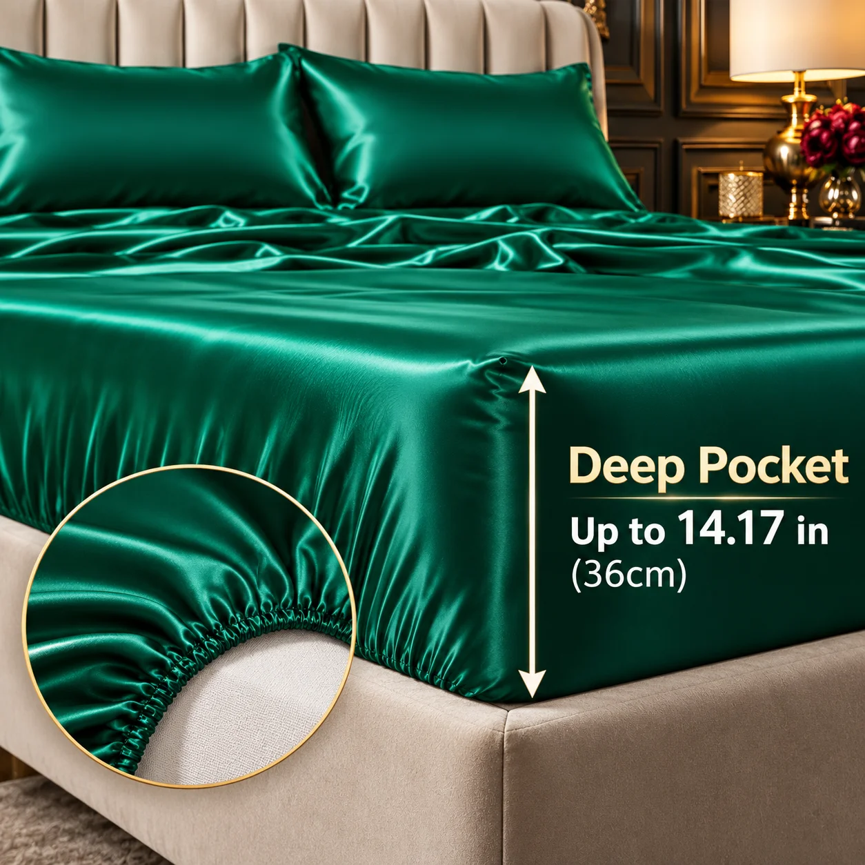3/4Pcs Grade Satin Bedding Kit, Luxury Cooling Breathable Friendly Linens for All Seasons, Queen Size, Perfect Independence Day Present & Bedroom Decoration