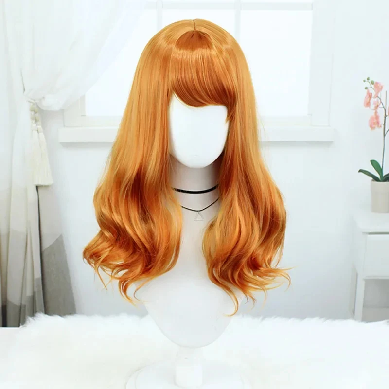 

TYV55Cosplay Drifting Scooby Dog Daphne Cos Orange Big Wave Long Curly Anime Wig Full Hair L]]L25
