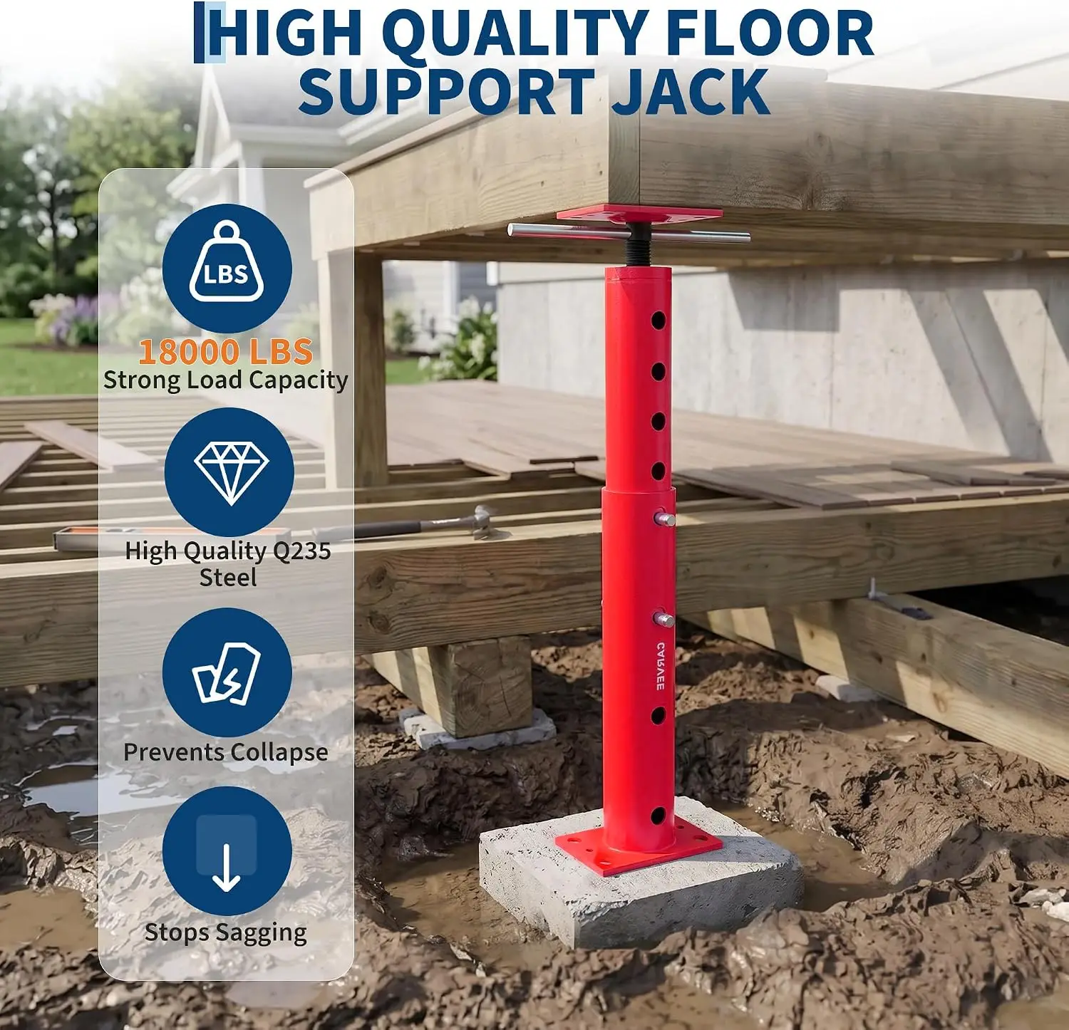 Tacleekii 2 Pack HoHouse Jacks for Leveling House Floor Jack 19-36 Inch 53-93inch Adjustable Jack Posts 18000LBS Heavy Duty House Jacks for Basement, Crawl Space, Foundation, Floor Joists, Porch & Roof Beam Support