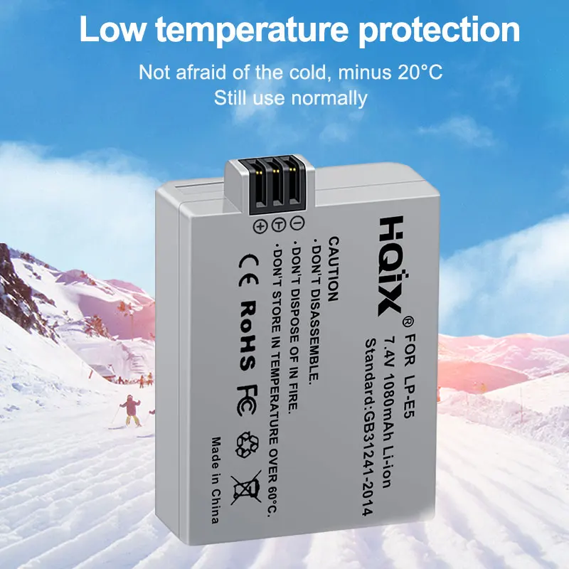 HQIX for Canon EOS Kiss Digital X2 X3 F 450D 500D 1000D Rebel XSi T1i XS Camera LP-E5 Charger Battery
