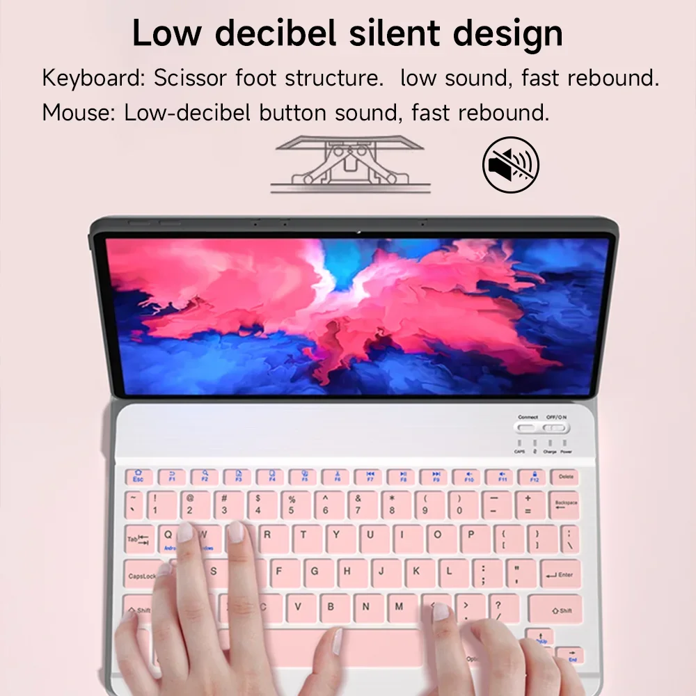 Multi-Color Wireless Bluetooth Keyboard and Mouse Set for IPad  Xiaomi Pad 5  Samsung Tablets Office-Friendly Silent Keyboard