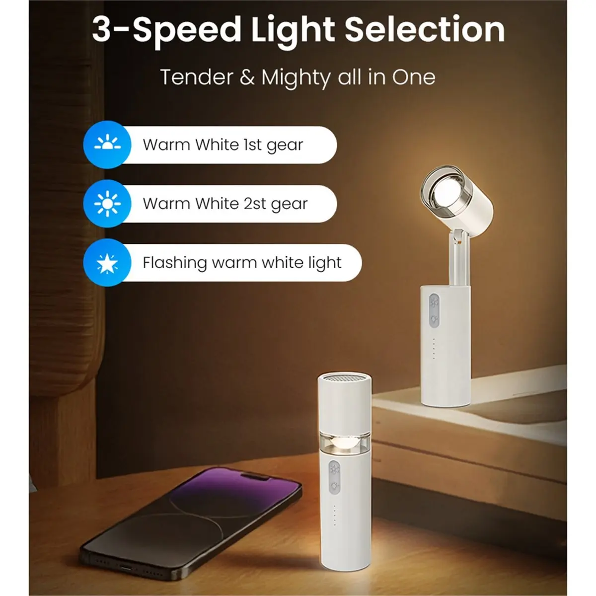 wilwill 18000rpm Portable Allin-One Fan Handheld Foldable Mini Fan with Light 5-Speed & 3-Light Selection Type-C Charging Port
