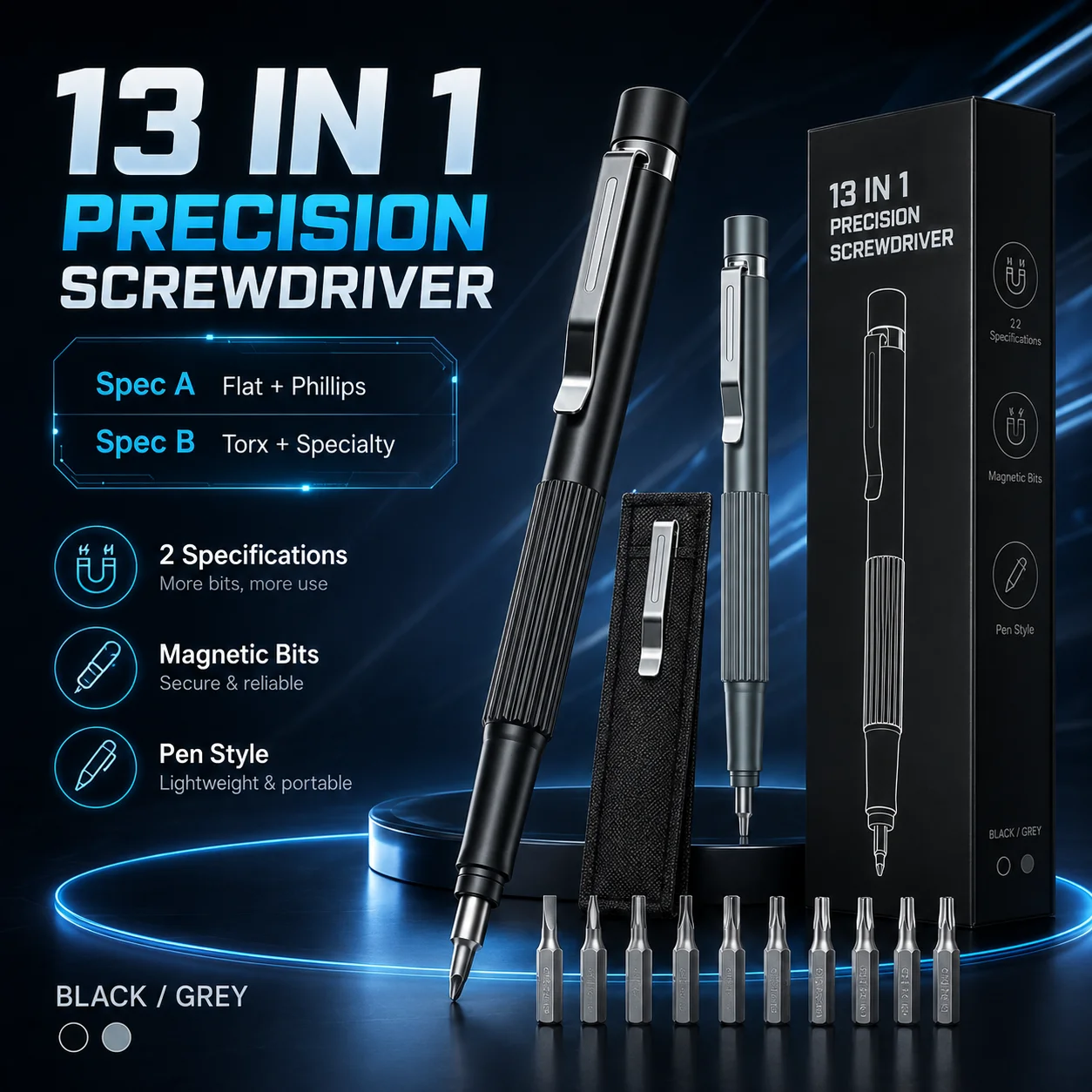13 in 1 Precision Screwdriver Set, Magnetic Bits Repair Kit, Pen Style Tool for Eyeglass Watch Laptop Phone Jewelry