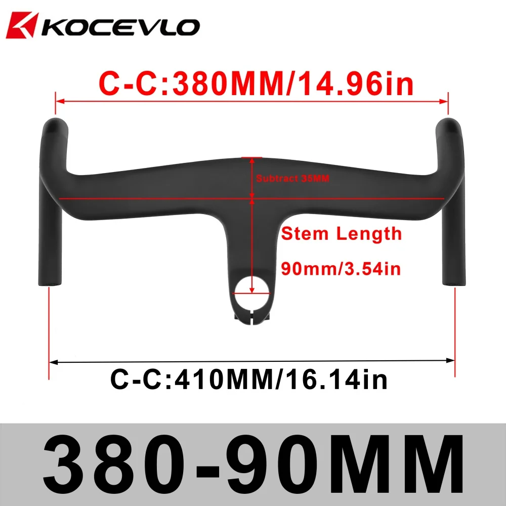 KOCEVLO Road AERO Carbon Integrierter Lenker für 28,6-mm-Gabel mit Abstandshaltern Radfahren Interne Kabel Road Barstem