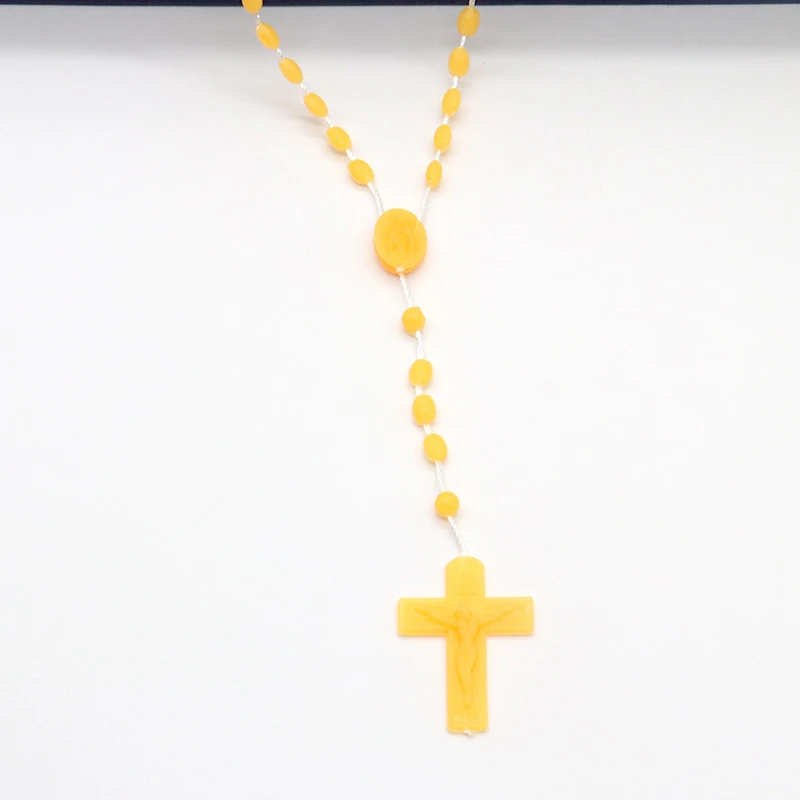 Luminous Catholic Christ Jesus Cross Plastic Rosary Crucifix Necklace Religious Church Decoration Wall Crosses Souvenirs Gifts