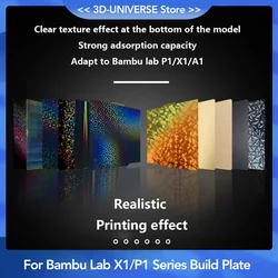 Placa de construcción para impresora 3D Bambu Lab X1 P1S, 257x257mm, textura de cama, resorte de doble cara, hoja de acero PEI PET PEO PEY para Lab P1P