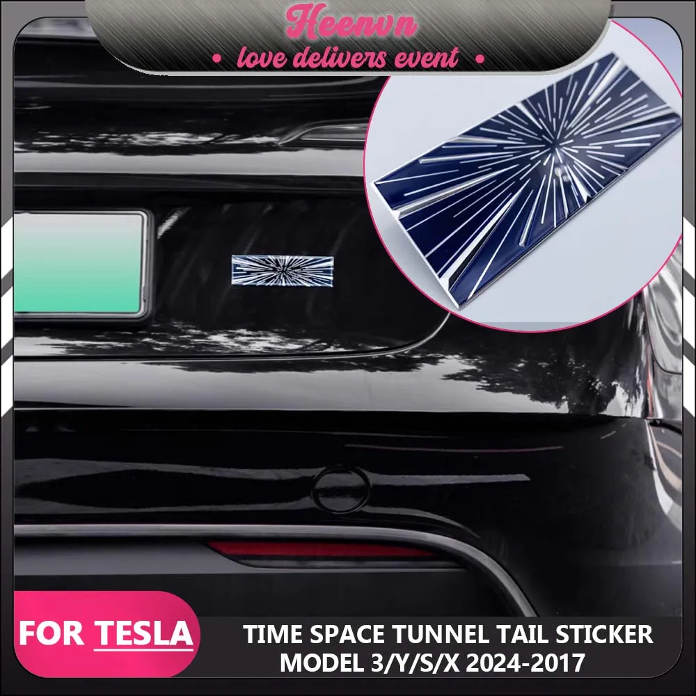 For Model 3 Y S X  Tail Mark For Tesla Model 3 Highland PLAID Decorative Sticker Modification Accessories Space-time Tunnel