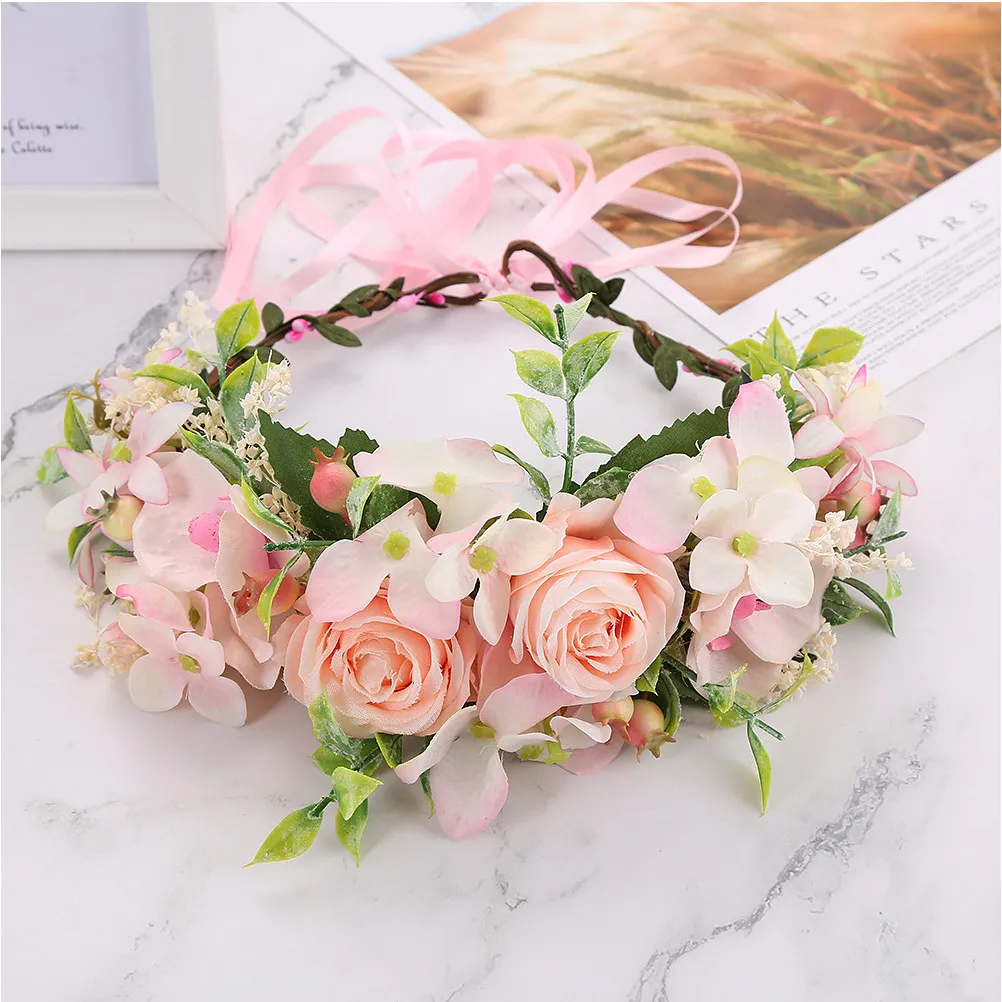

Artificial Rose Floral Headband Elegant Sweet Design Wedding Beach Party Photo Prop Bridal Rose Headdress Girl Flower Hairband