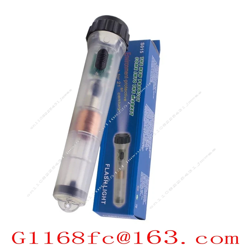 Self-generated Transparent Emergency Fluorescent Torch Flashlight Hand-cranked Charging Far-pull Flashlight