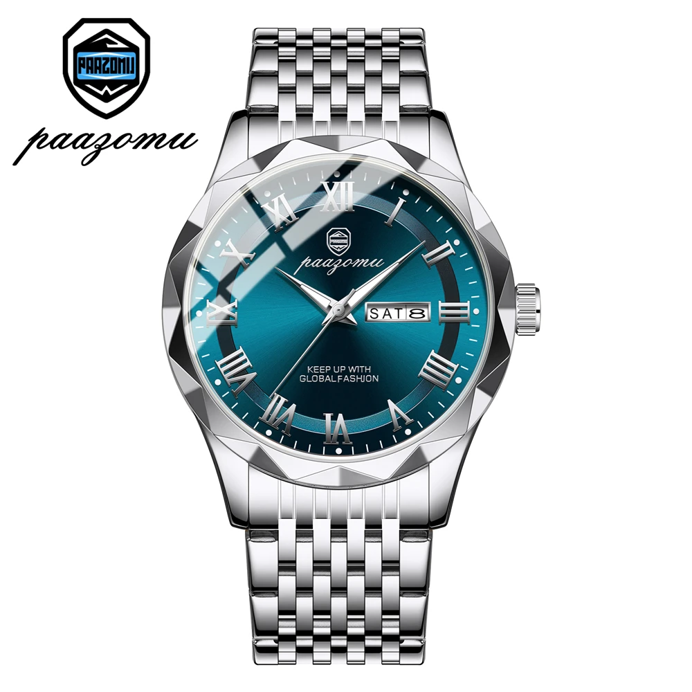 

PAAZOMU 2025НОВЫЕ роскошные кварцевые мужские наручные часы, спортивные мужские часы, водонепроницаемые мужские часы из нержавеющей стали со светящейся датой