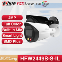 Dahua 4MP 4K Wizsense Smart Dual Light IP Camera Mini Bullet CCTV Outdoor Full Color Surveillance Built in Mic IPC-HFW2449S-S-IL
