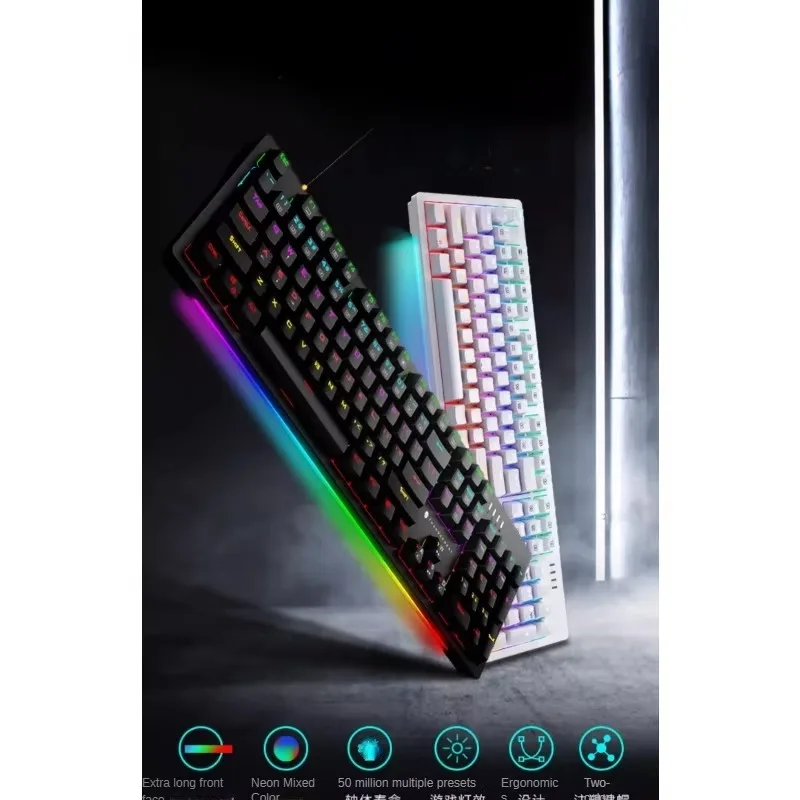 Mechanical Axis Keyboard Wired Green Axis Red Axis RGB17 Kinds of Lights 104Key Two-color Injection Molding Full Key No Impact