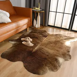 Alfombra de calidad de piel de vaca sintética para decoración del hogar, tapete impermeable para sala de estar, dormitorio