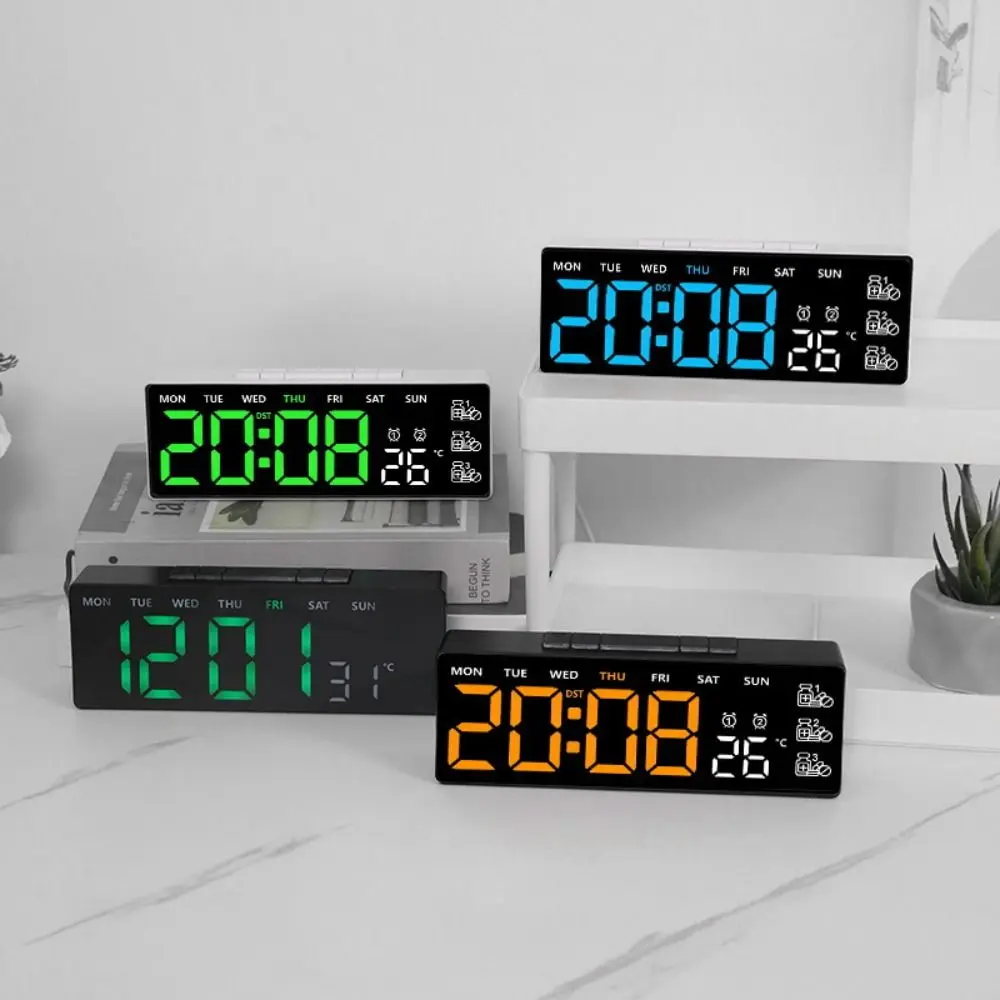 

Wall-mounted Electronic Wall Clock Multi-functional Medication reminder Digital LED Clocks 12/24H Calendar Display Table Clock