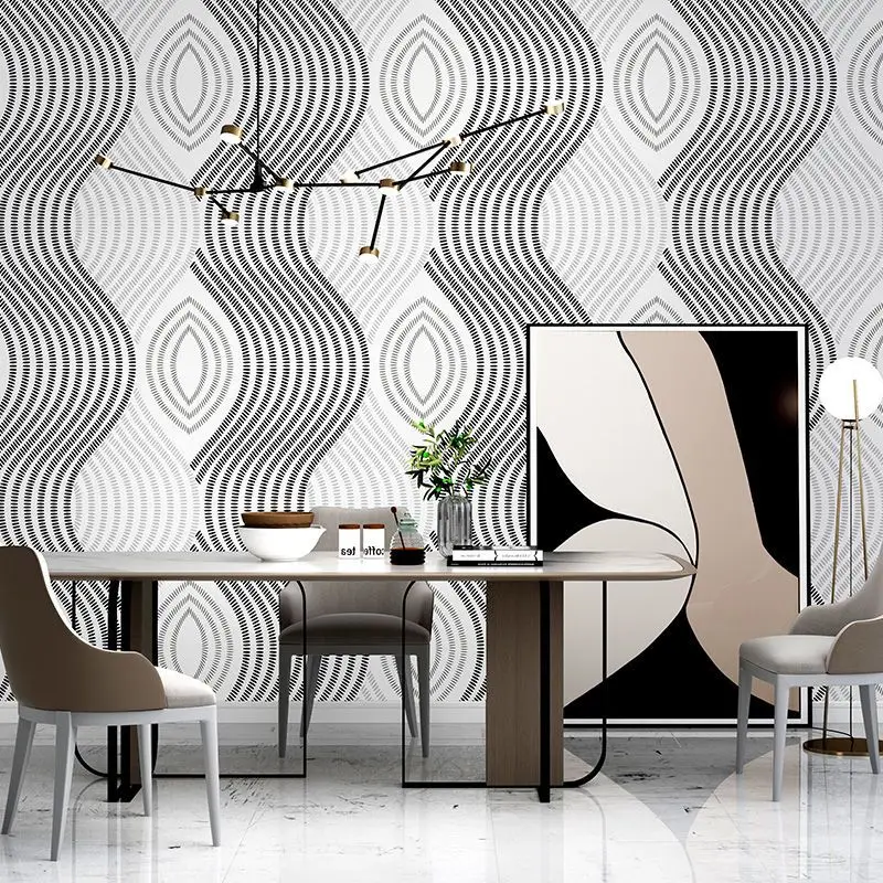 Modern Wavy Striped Wallpapers for Living Room Tv Sofa Background Mural Geometric Curve Line Wallpaper 3d