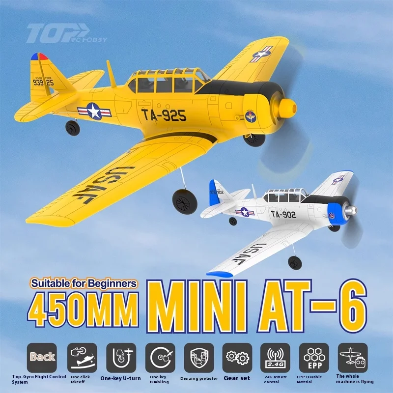 450mm Mini AT-6 Four Channel Remote Control Aircraft Trainer Fixed Wing Model Foam Machine Entry-Level Adult Children'S Toy Gift