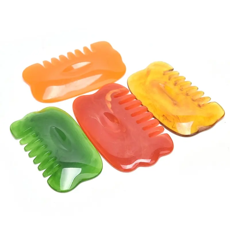 

1PCS Natural Guasha Stone Board Resin Massage Comb Gua Sha Plate Head Massager Scraper Tools Healthy Care