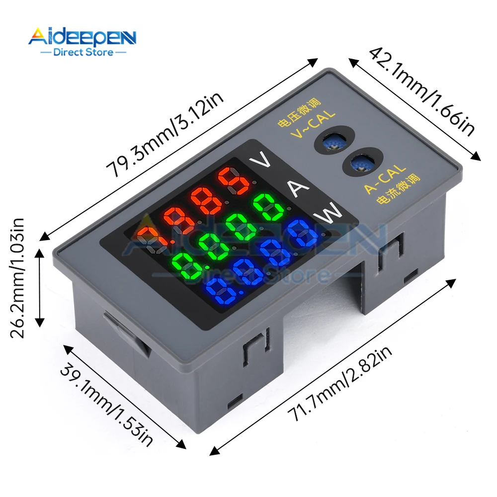 3 in 1 DC LED Digital Voltmeter Current Power Meter Voltage Meter Amp Volt Ammeter Power Tester Detector DC 0-100V 10A 1000W