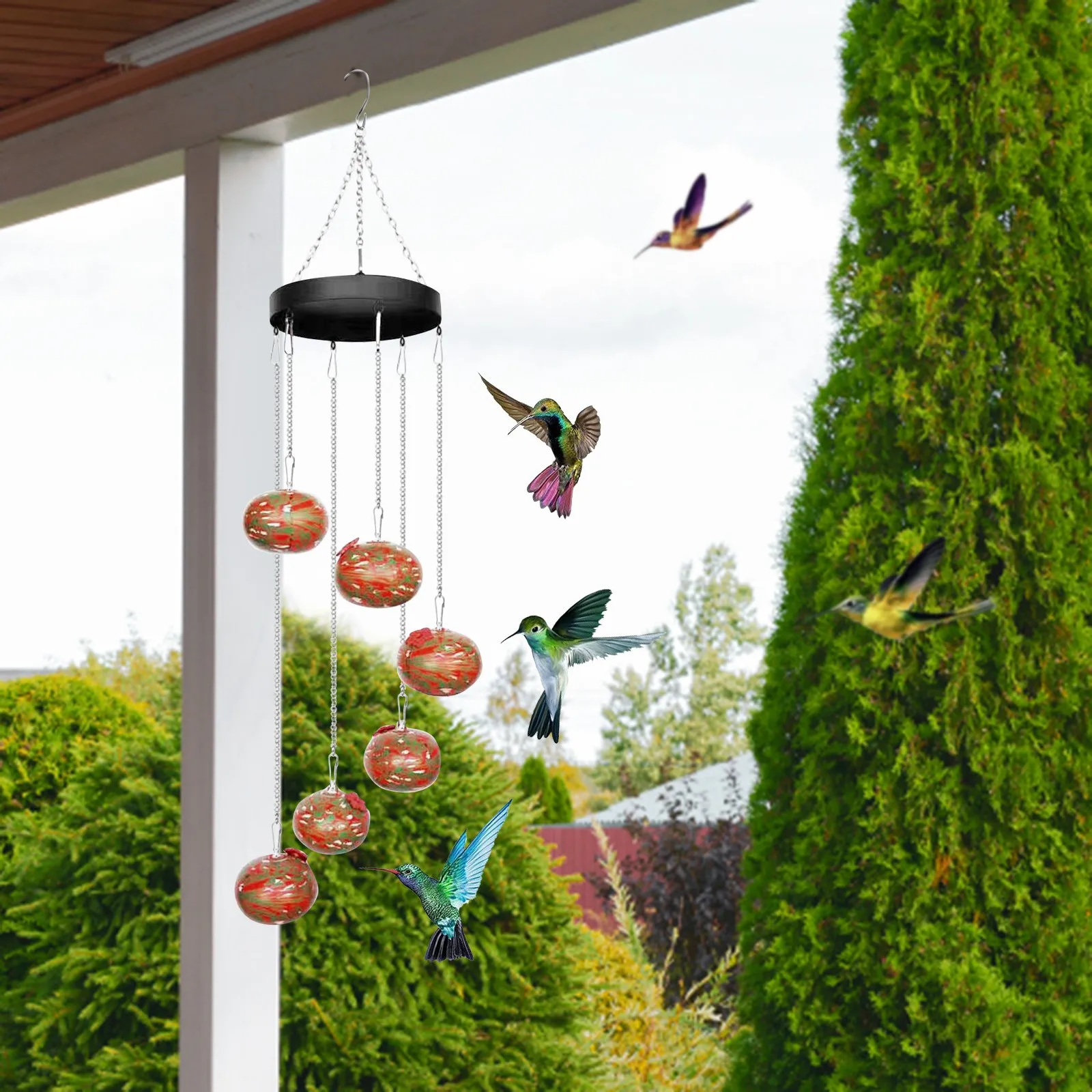 Alimentador de agua para colibrí al aire libre, carillón de viento, alimentador de agua en forma, alimentador de agua colgante para pájaros