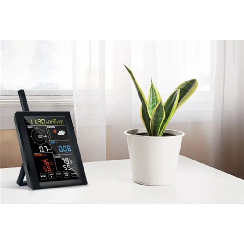 

-MEOF WN1980 C Weather Station Display Console Receiver WLAN Gateway, Self-Contained Barometric Temperature Humidity Durable
