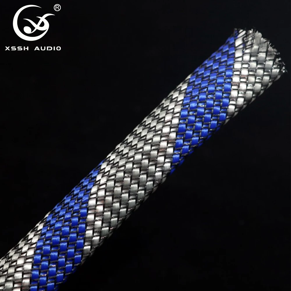 10m 3 ~ 20mm XSSH Audio OEM HIFI Shield Suspension Screen Woven Rayon Nylon Cotton Snakeskin Mesh Knit Braided Cable Sleeve Tube