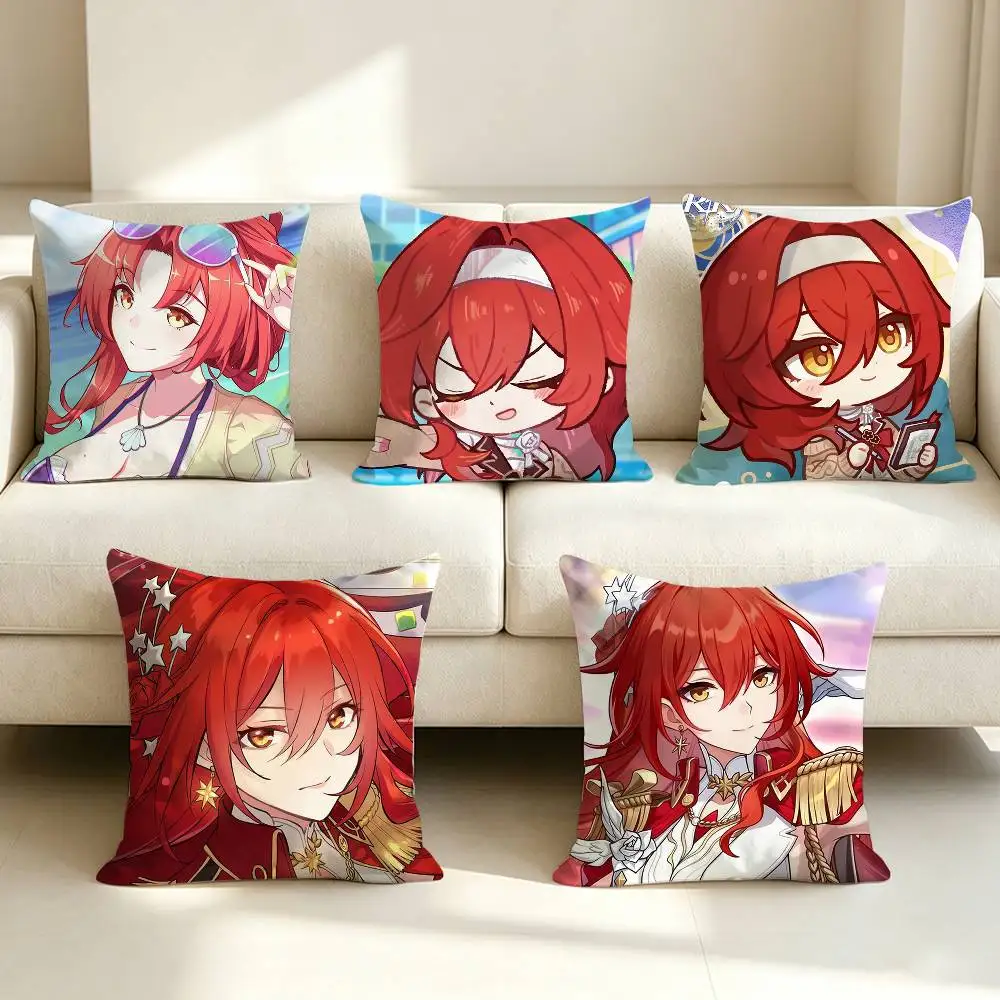 H-Himeko Nova Game S-Star-Rail  Square Sofa Pillow Cover Solid Color Living Room Home Decor Cushion Case