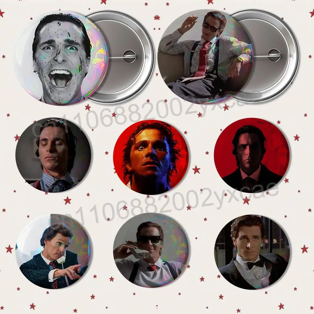 Rubber Man Christian Bale Badge on Backpack Clothes decoration Tinplate Round Brooch Funny Custom Gifts for Friend