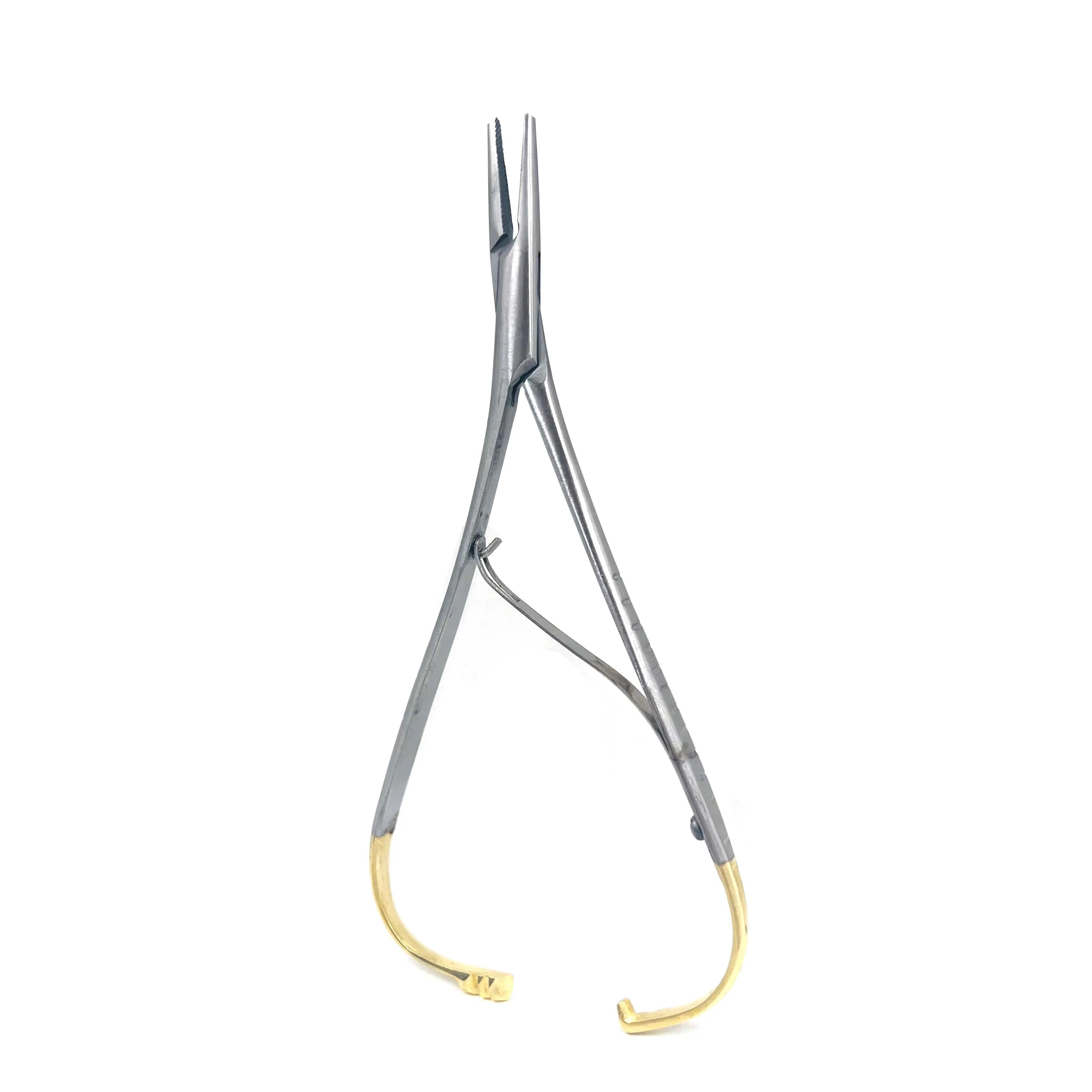 Dentistry Straight Head Needle Holder Forceps Curved Gold Plated Handle Stainless Steel Orthodontic Plier Surgical Instrument
