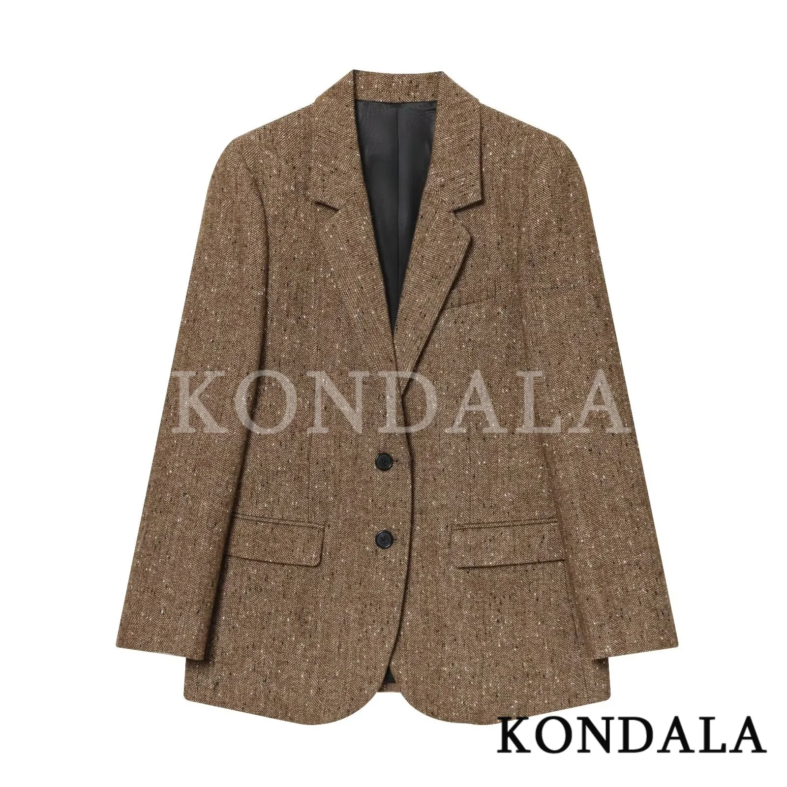 سترة KONDALA للسيدات لعيد الميلاد ورأس السنة الجديدة وأزرار على شكل طية صدر السترة سترات جديدة موضة ربيع الخريف سترات مكتب عالية الشارع للسيدات