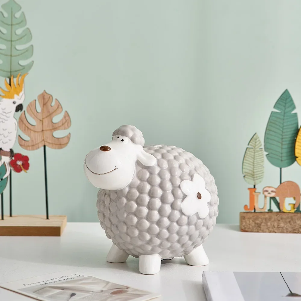 Simple Home Decor Ceramic Sheep Series Ornaments Modern Cute Living Room Table Decoration Porcelain Crafts Desk Accessories