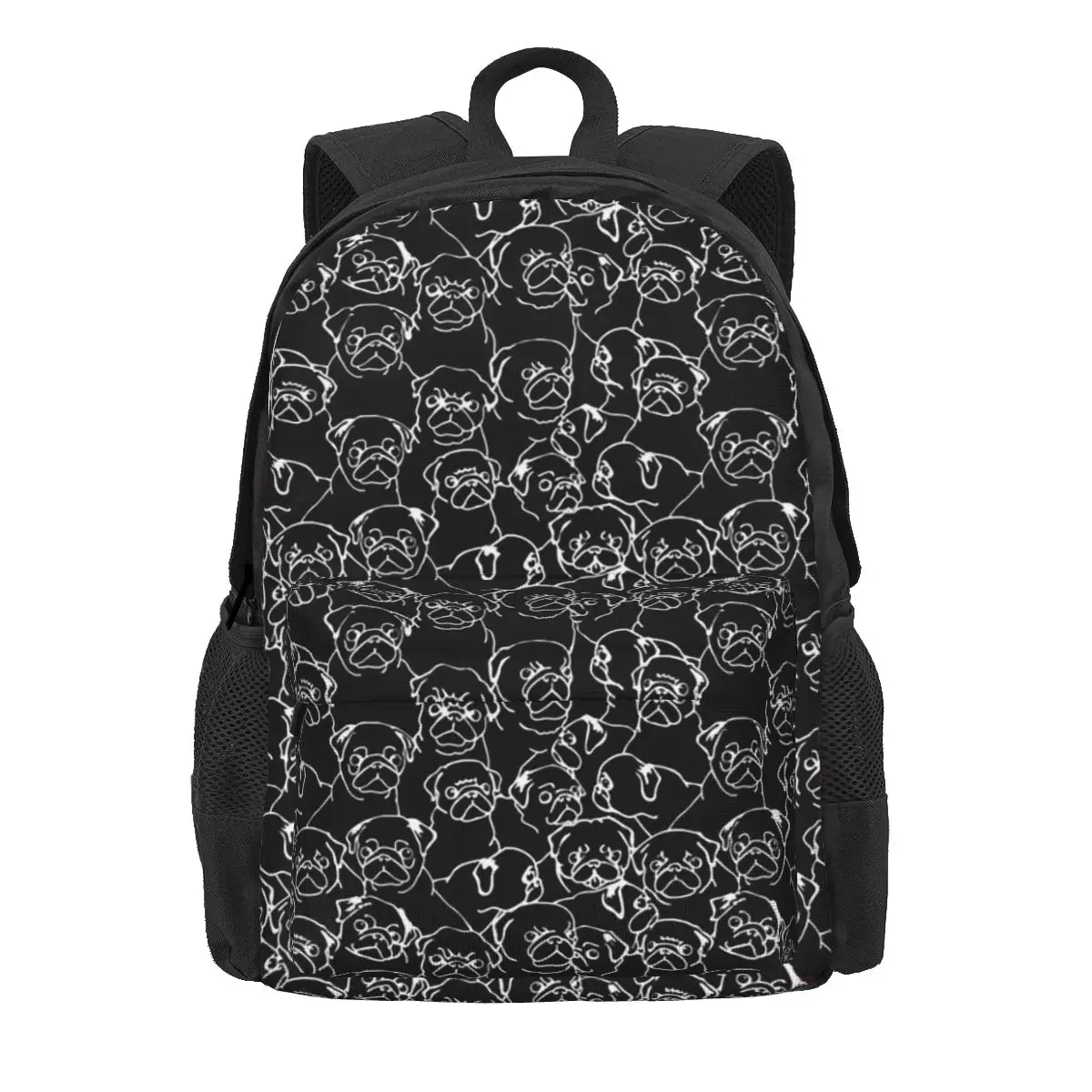 Sacos escolares dos desenhos animados para crianças, mochilas Oh Black Pugs e Pug, mochila para meninos e meninas, mochila para laptop, bolsa de ombro para estudantes