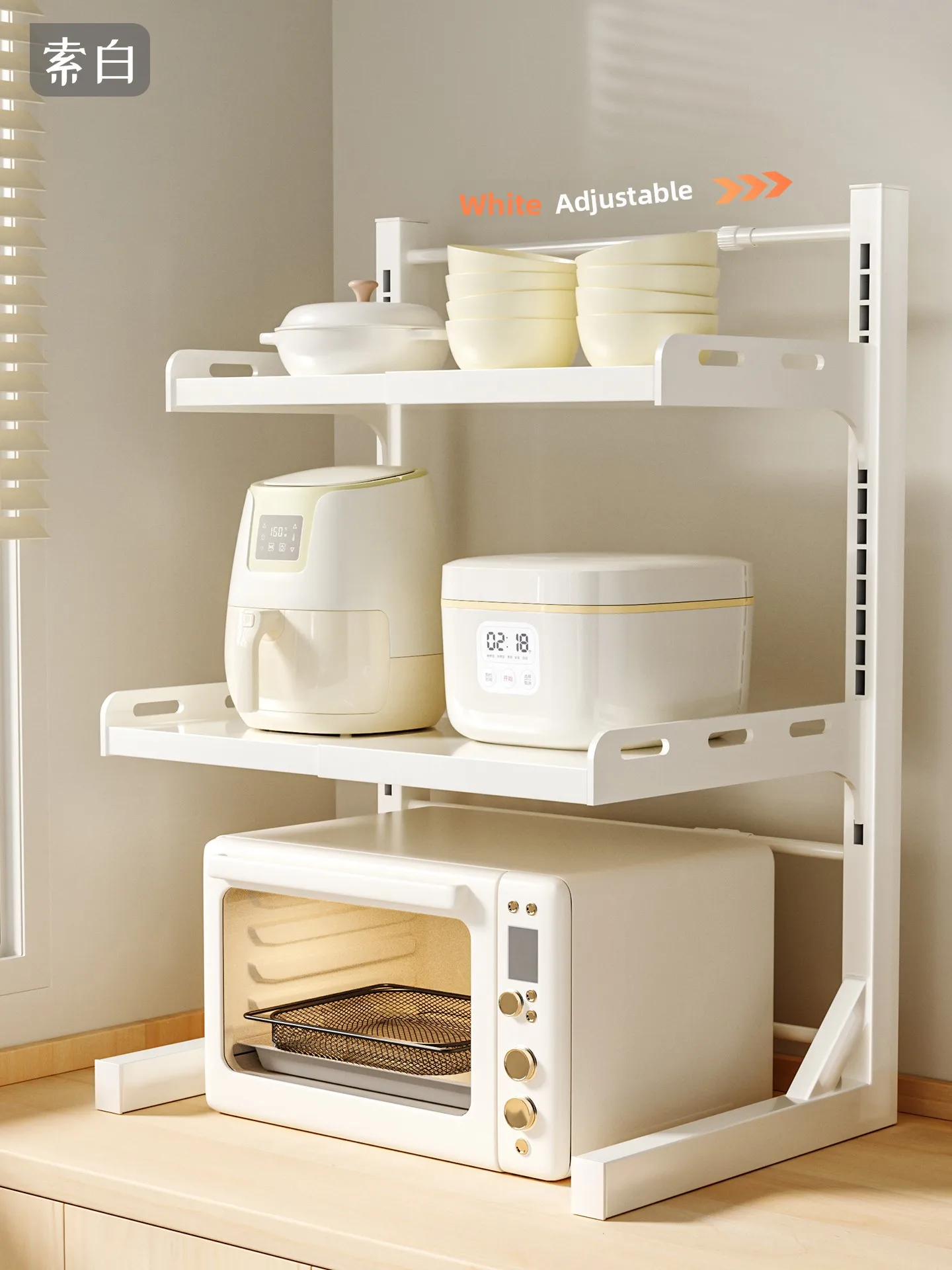 

Многофункциональная подставка для микроволновой печи, многоярусная, для хранения, с возможностью размещения рисоварки, расширяемая, для столешницы...