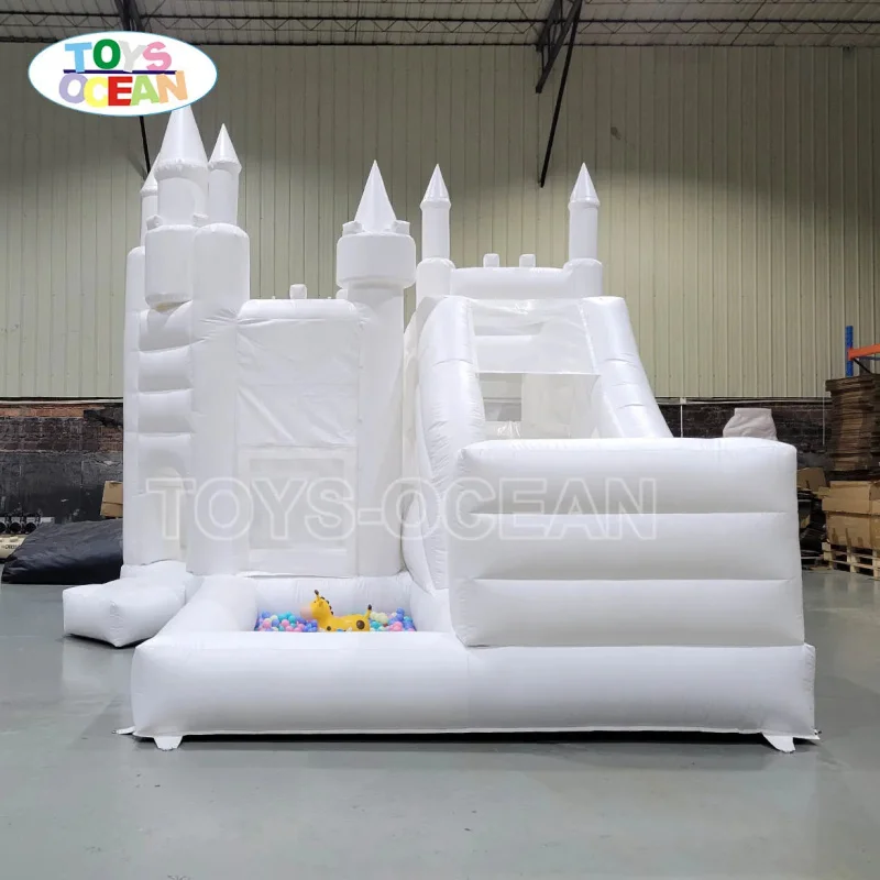 Customizable White Castle Slide Inflatable Bounce House with Ball Pit PVC Kids Bouncer for Outdoor Use Factory New Style