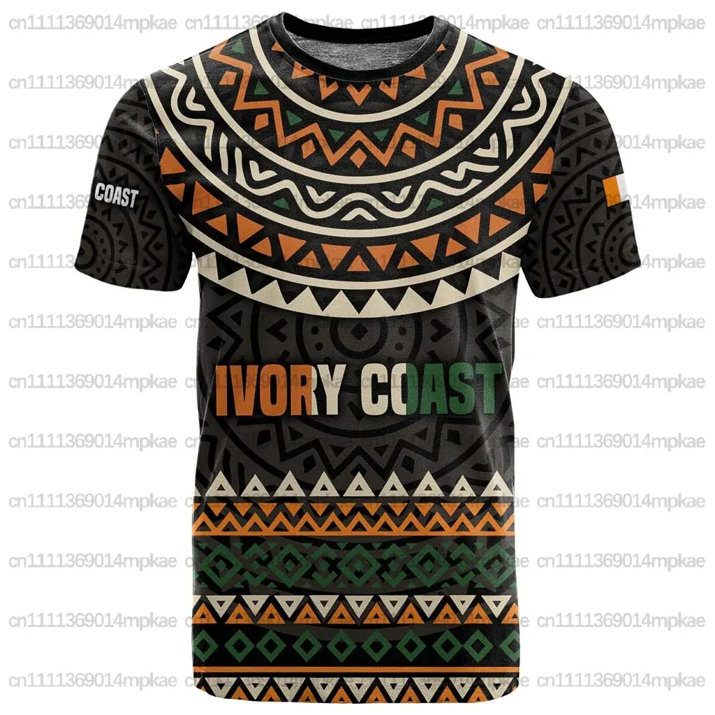 

Custom-designed Ivory Coast Printed Men's Crew Neck Short Sleeve Loose Fit Casual Sports Training Personalized Top