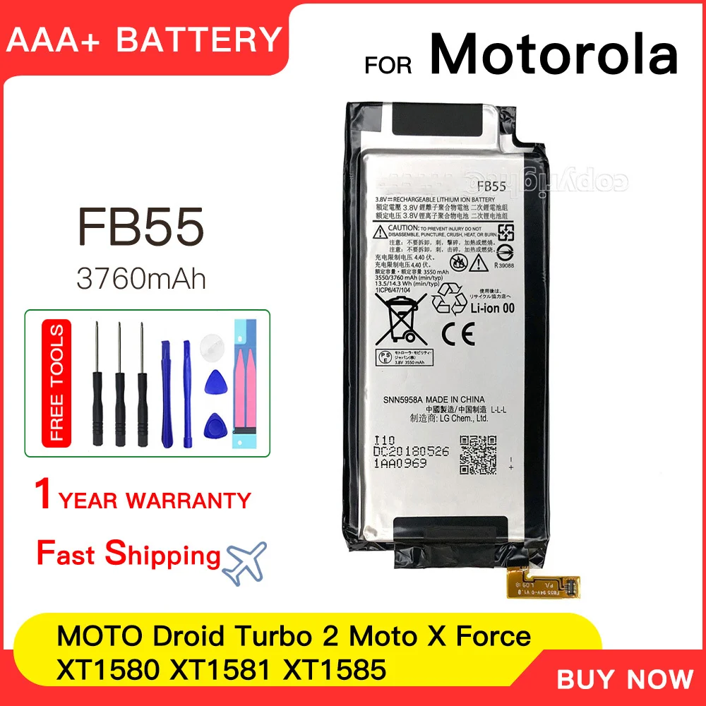 

100% genuine New 3550mAh FB55 Battery For Motorola Moto DROID Turbo 2 XT1585 XT1581 XT1580 Moto X Force Phone Batteria