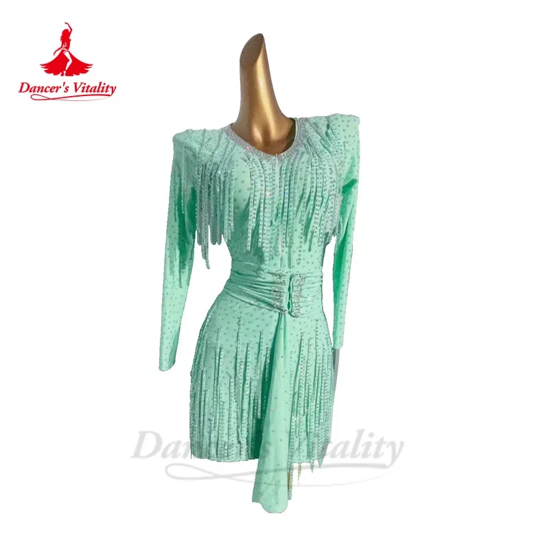 Latin Dance Dress for Women Standard Rumba Chacha Performance Competiton Costume Customsized Adult Child Latin Wear Outfit