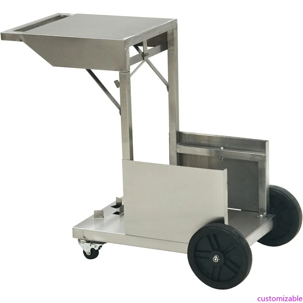 

Тележка для фритюрницы Bayou Classic 700-185 из нержавеющей стали с резиновыми колесами, фиксирующими роликами и крючком для баллона с пропаном