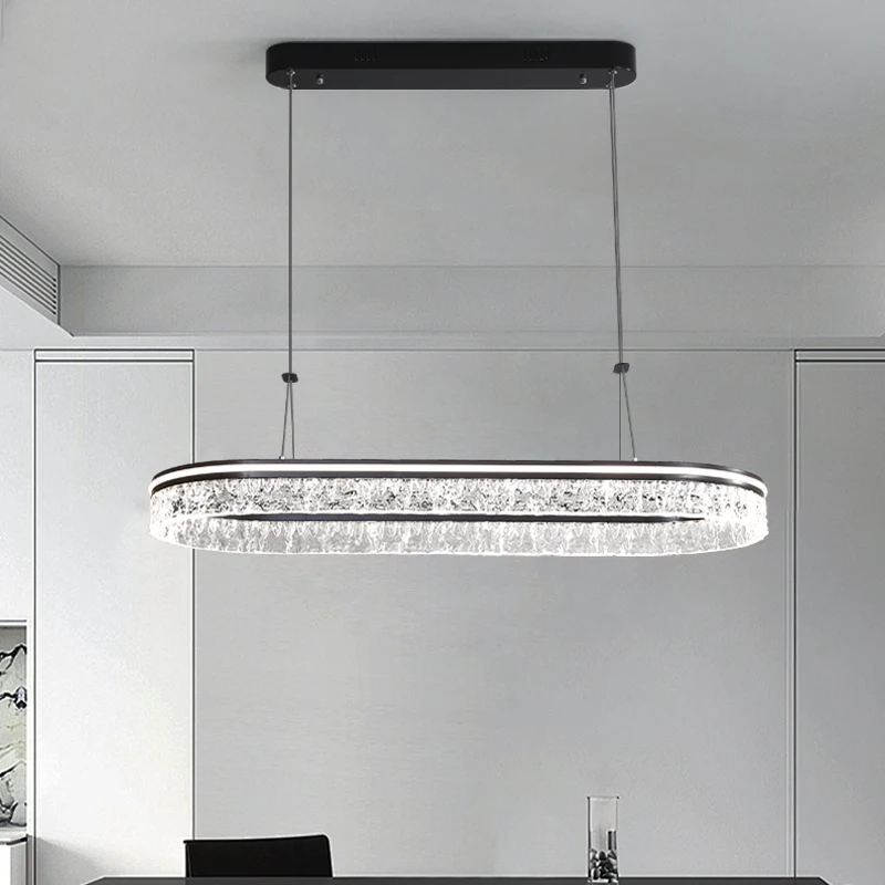 Imagem -06 - Design Moderno Crystal Led Pendant Lamp Iluminação Interior Pendurado Luz Cozinha Teto Long Strip Chandelier