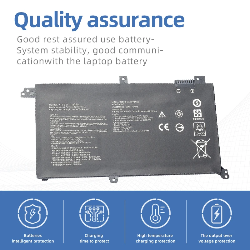 Imagem -02 - Suozhan B31n1732 Bateria do Portátil para Asus Vivobook X430ua X430uf X430un X430fa X430fn X571g X571lh X571gt 11.52v 42wh